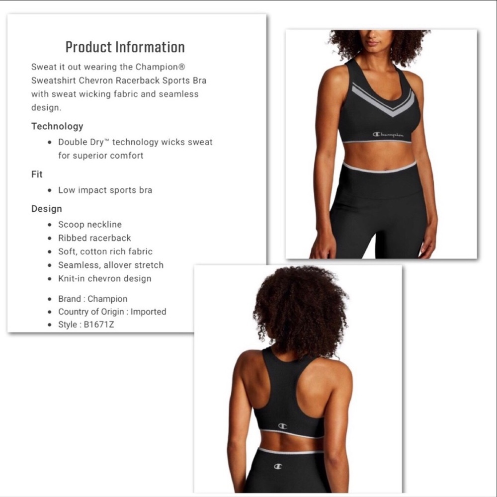 NEW! Champion Sweatshirt Chevron Sports Bra - Picture 6 of 8